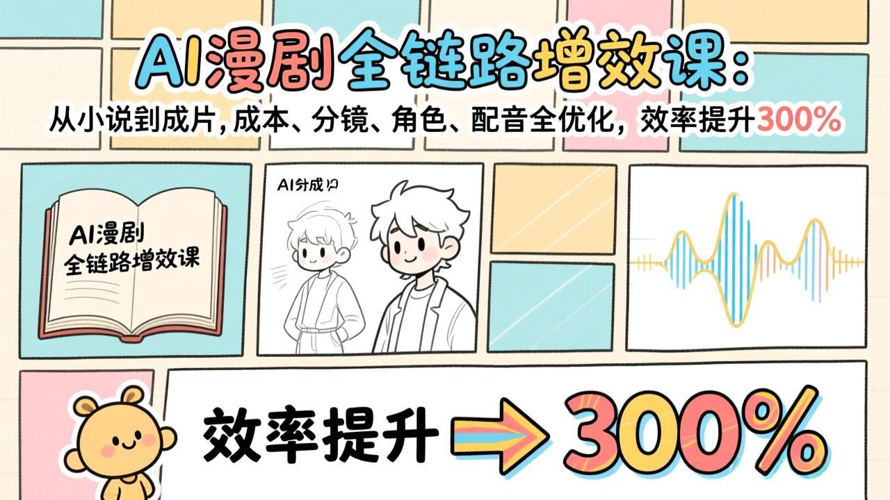 AI漫剧全链路增效课：从小说到成片，成本、分镜、角色、配音全优化，效率提升300%-吾爱云课堂