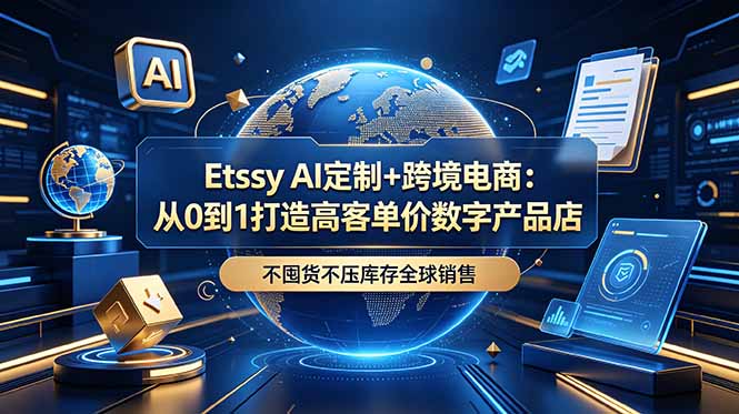 Etsy AI定制+跨境电商：从0到1打造高客单价数字产品店，不囤货不压库存全球销售-吾爱云课堂