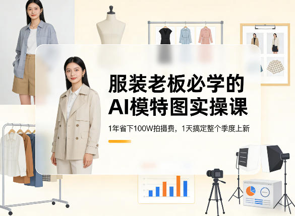 服装老板必学的AI模特图实操课，1年省下100W拍摄费，1天搞定整个季度上新-吾爱云课堂