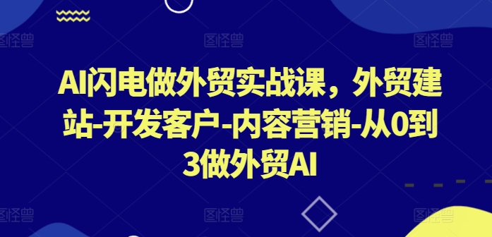 AI闪电做外贸实战课，​外贸建站-开发客户-内容营销-从0到3做外贸AI(更新)-吾爱云课堂