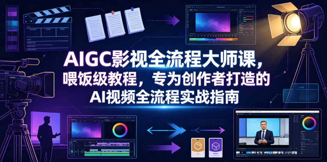 AIGC影视全流程大师课，喂饭级教程，专为创作者打造的AI视频全流程实战指南-吾爱云课堂