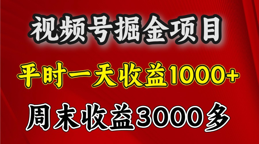 一天收益1000+ 视频号掘金,周末收益会更高些-吾爱云课堂