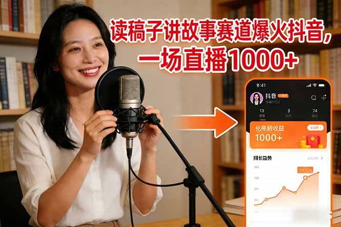 读稿子讲故事赛道爆火抖音，一场直播日入1000+-吾爱云课堂