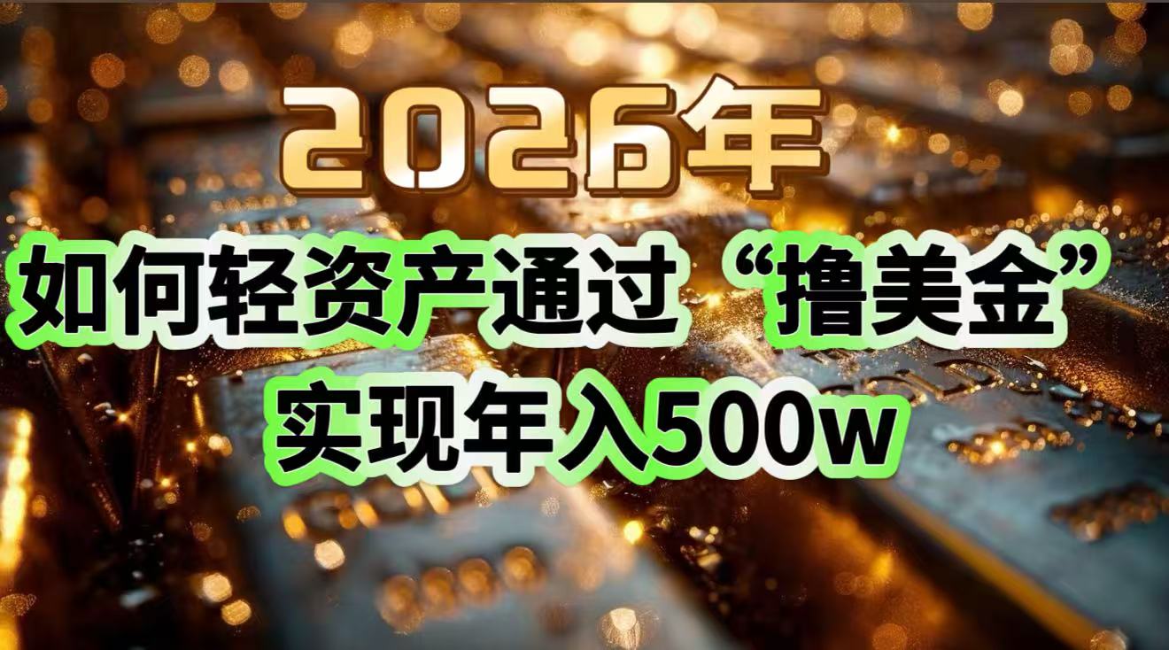 2026年如何轻资产通过“撸美金”实现年入500w-吾爱云课堂