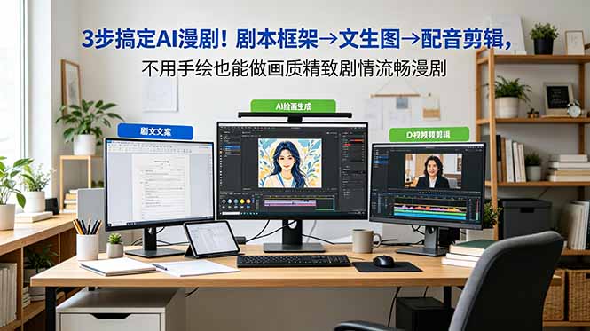 3步搞定AI漫剧！剧本框架→文生图→配音剪辑，不用手绘也能做画质精致剧情流畅漫剧-吾爱云课堂