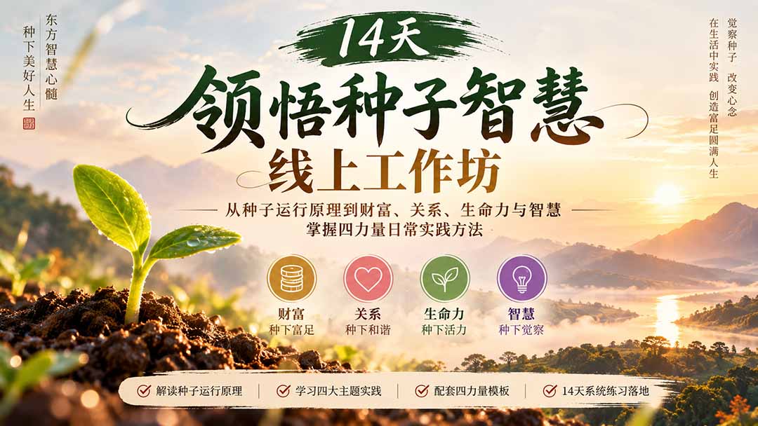 14天领悟种子智慧线上工作坊｜从种子运行原理到财富、关系、生命力与智慧，掌握四力量日常实践方法-吾爱云课堂