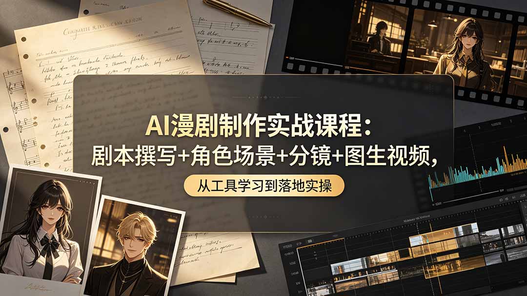 AI漫剧制作实战课程：剧本撰写+角色场景+分镜+图生视频，从工具学习到落地实操-吾爱云课堂