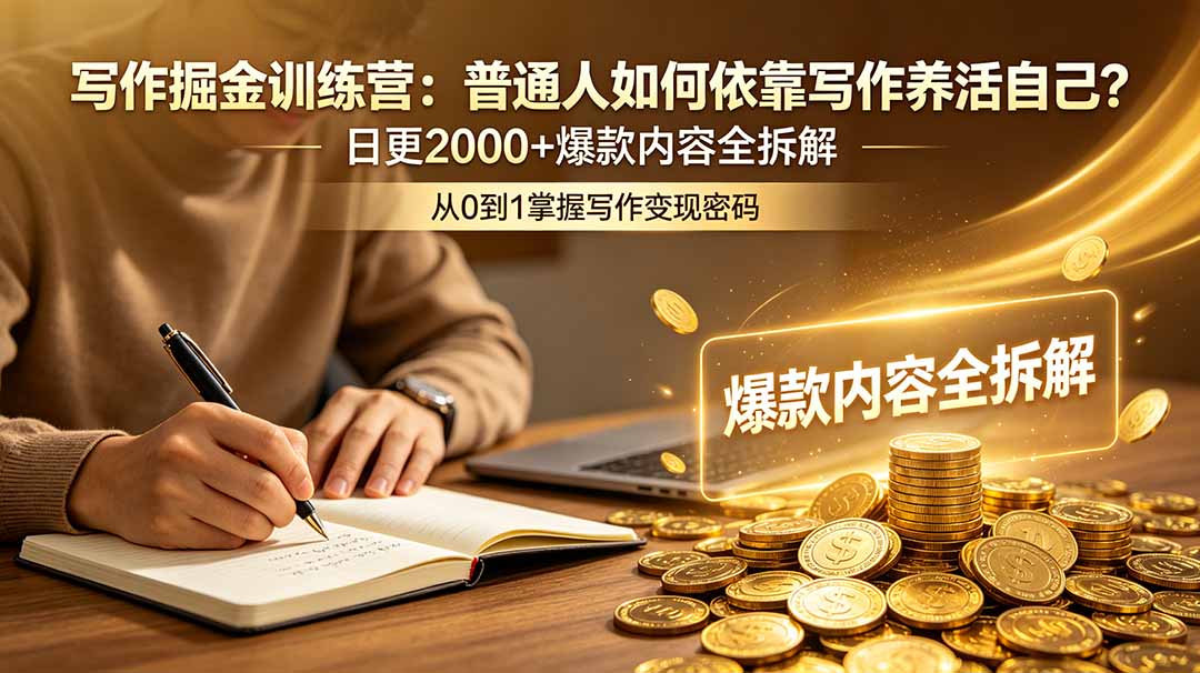 写作掘金训练营：普通人如何依靠写作养活自己？日更2000+爆款内容全拆解-吾爱云课堂