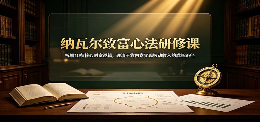 纳瓦尔致富心法研修课：拆解10条核心财富逻辑，理清不靠内卷实现被动收入的成长路径-吾爱云课堂