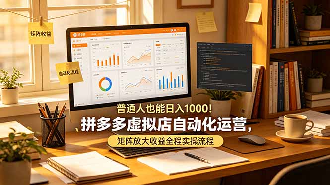 普通人也能日入 1000！拼多多虚拟店自动化运营，矩阵放大收益全程实操流程-吾爱云课堂