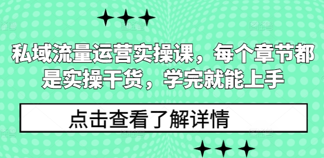 私域流量运营实操课，每个章节都是实操干货，学完就能上手-吾爱云课堂