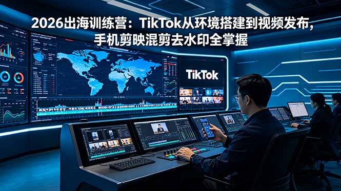 2026出海训练营：TikTok从环境搭建到视频发布，手机剪映混剪去水印全掌握-吾爱云课堂