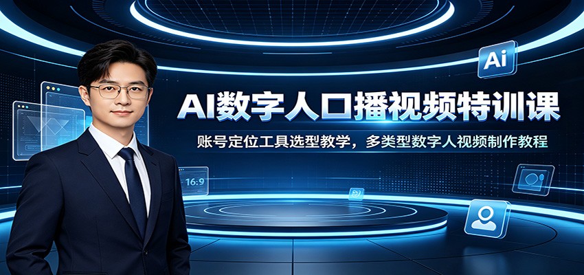 AI数字人口播视频特训课：账号定位工具选型教学，多类型数字人视频制作教程-吾爱云课堂
