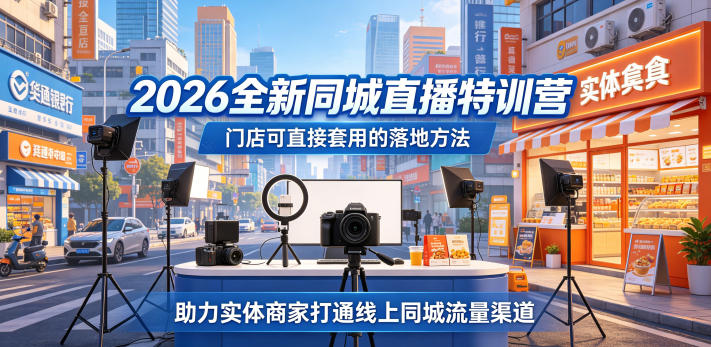 2026全新同城直播特训营，门店可直接套用的落地方法，助力实体商家打通线上同城流量渠道-吾爱云课堂