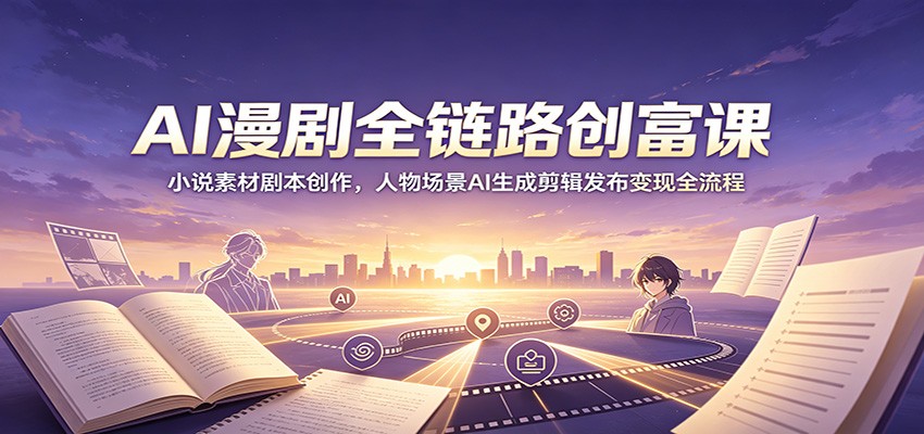 AI漫剧全链路创富课：小说素材剧本创作，人物场景AI生成剪辑发布变现全流程-吾爱云课堂