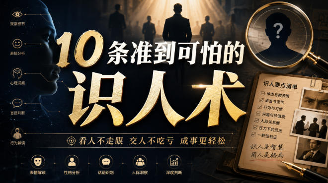 付费文章：10条准到可怕的识人术-吾爱云课堂