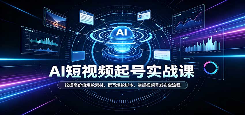 短视频AI起号实战课：挖掘高价值爆款素材，撰写爆款脚本，掌握视频号发布全流程-吾爱云课堂