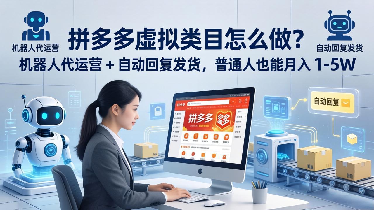 拼多多虚拟类目怎么做？机器人代运营 + 自动回复发货，普通人也能月入 1-5W-吾爱云课堂