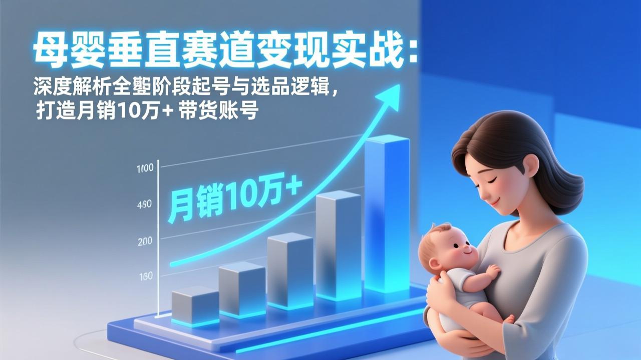 母婴垂直赛道变现实战：深度解析三大阶段起号与选品逻辑，打造月销10万+带货账号-吾爱云课堂