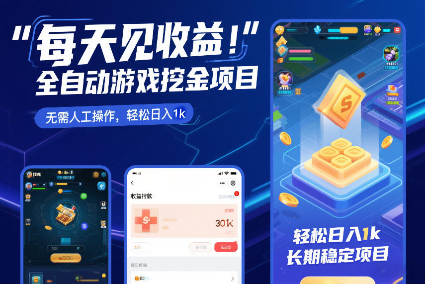 每天见收益，全自动游戏挖金项目，无需人工操作，轻松日入1k，长期稳定项目【揭秘】-吾爱云课堂