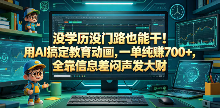 没学历没门路也能干！用AI搞定教育动画，一单纯賺700+，全靠信息差闷声发大财【揭秘】-吾爱云课堂