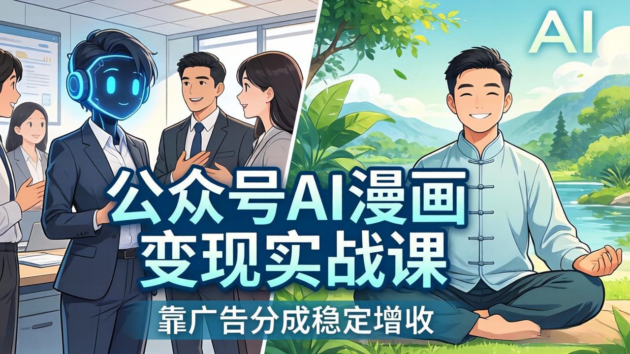 公众号AI漫画变现实战课：星座/职场/养生多赛道+智能体发文，靠广告分成稳定增收-吾爱云课堂