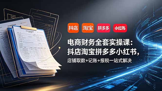 电商财务全套实操课：抖店淘宝拼多多小红书，店铺取数+记账+报税一站式解决-吾爱云课堂