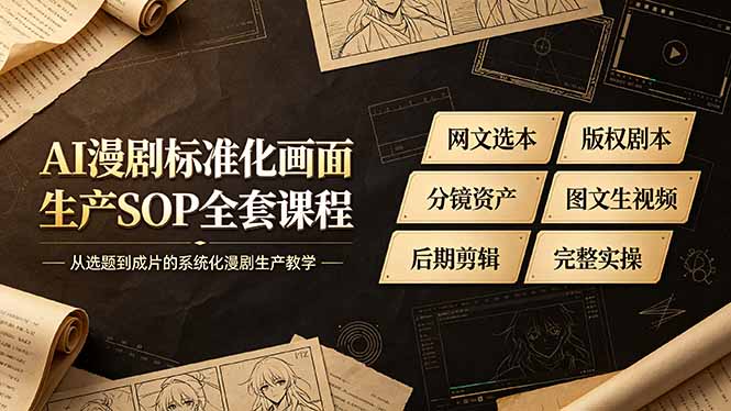 AI漫剧标准化画面生产SOP全套课程-更新，网文选本版权剧本分镜资产全覆盖，图文生视频后期剪辑完整实操教学-吾爱云课堂