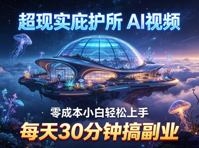 超现实庇护所AI视频项目拆解，零成本小白轻松上手，每天30分钟搞副业-吾爱云课堂