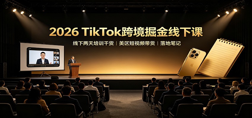 2026 TikTok跨境掘金线下课：线下两天培训干货，美区短视频带货落地笔记-吾爱云课堂