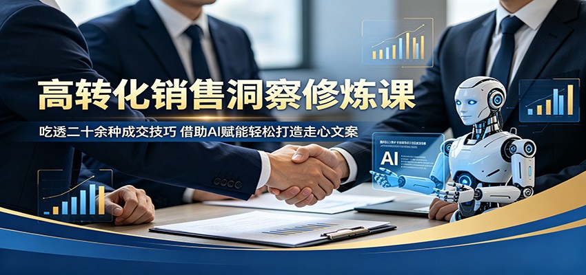 高转化销售洞察修炼课：吃透二十余种成交技巧，借助AI赋能轻松打造走心文案-吾爱云课堂