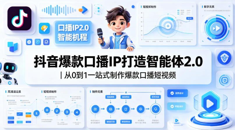 抖音爆款口播IP打造智能体2.0｜从0到1一站式制作爆款口播短视频-吾爱云课堂