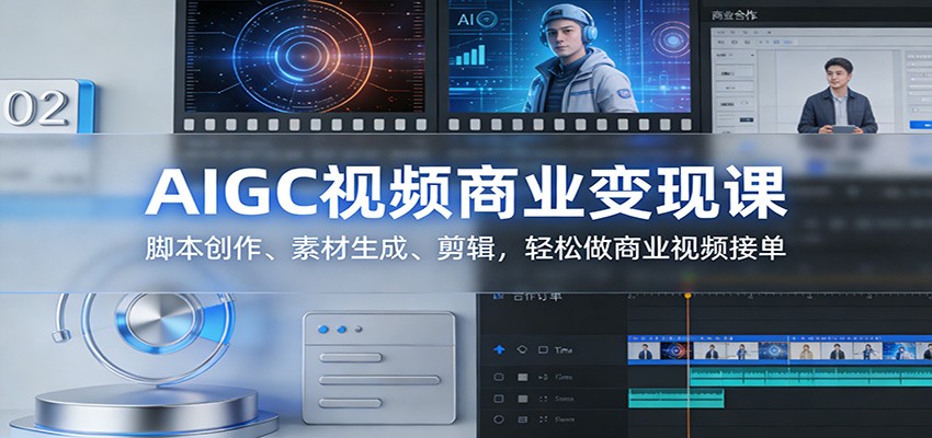 AIGC视频商业变现课：脚本创作、素材生成、剪辑，轻松做商业视频接单-吾爱云课堂
