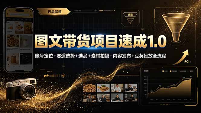 图文带货项目速成1.0:账号定位+赛道选择+选品+素材拍摄+内容发布+豆荚投放全流程-吾爱云课堂