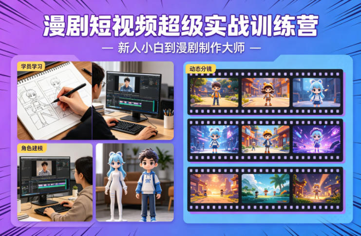 漫剧短视频超级实战训练营，新人小白到漫剧制作大师-吾爱云课堂