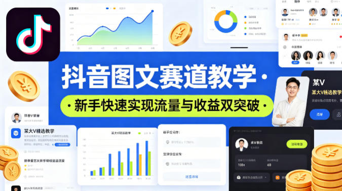 抖音图文赛道教学，某大V精选教学，新手也能快速实现流量与收益双突破-吾爱云课堂