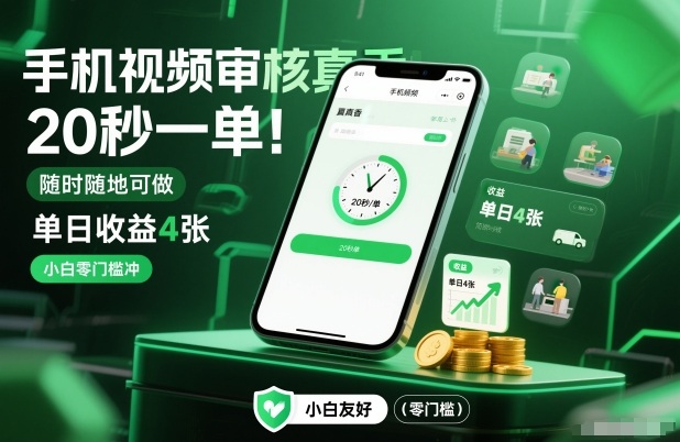 手机视频审核真香！20秒一单，随时随地可做，单日收益4张，小白零门槛冲【揭秘】-吾爱云课堂