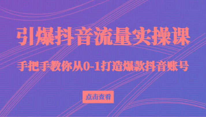 引爆抖音流量实操课,手把手教你从0-1打造爆款抖音账号(27节课)-吾爱云课堂