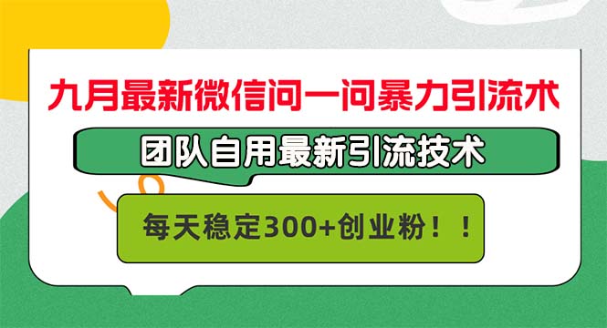 九月最新微信问一问暴力引流术，团队自用引流术，每天稳定300+创...-吾爱云课堂
