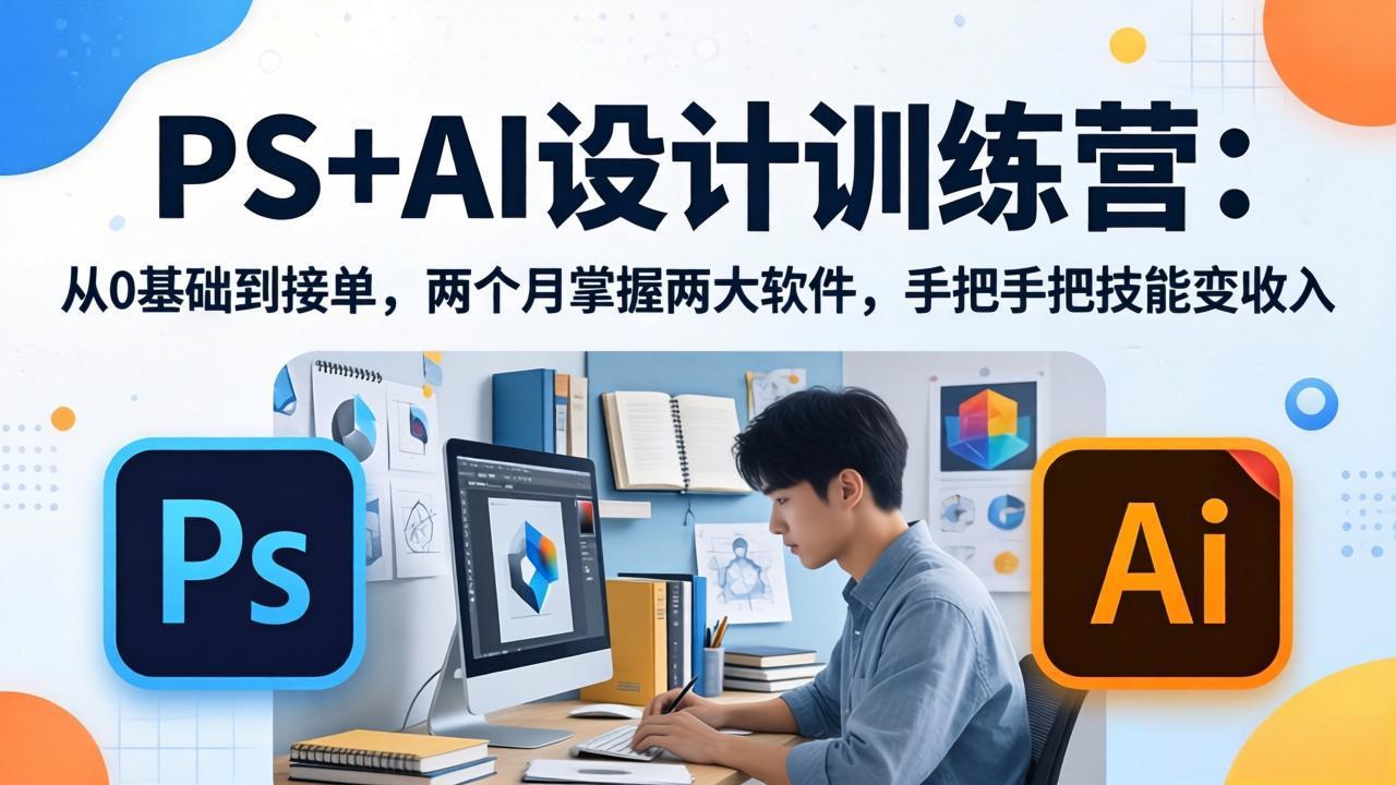 PS+AI设计训练营：从0基础到接单，两个月掌握两大软件，手把手把技能变收入-吾爱云课堂