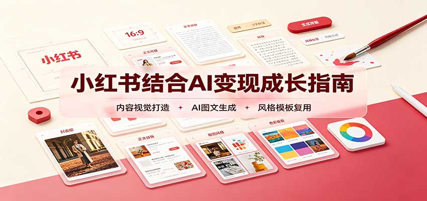 小红书结合AI变现成长指南：账号精准定位，内容视觉打造，搭建可复制流量获客体系-吾爱云课堂