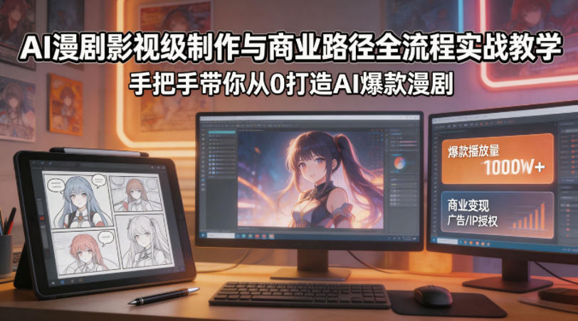 AI漫剧影视级制作与商业路径全流程实战教学，手带你从0打造AI爆款漫剧-吾爱云课堂