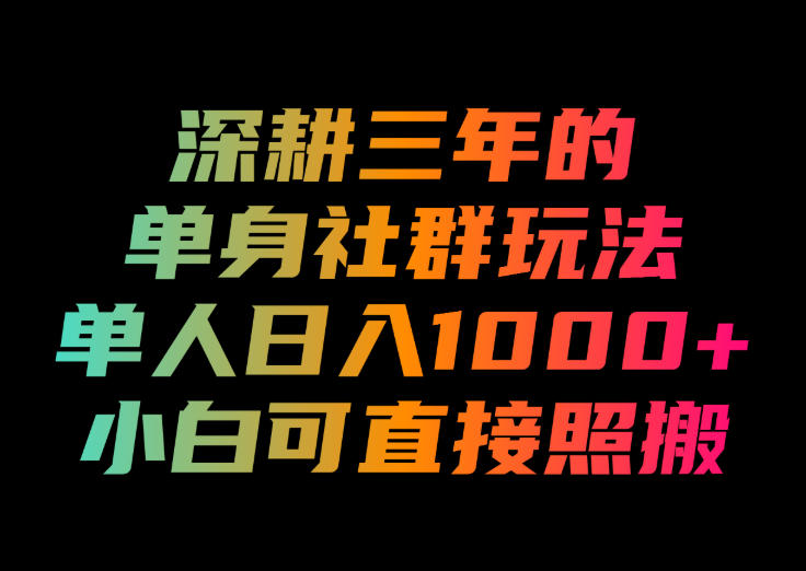 深耕三年的单身社群玩法，单人日入1000+，小白可直接照搬！【揭秘】-吾爱云课堂