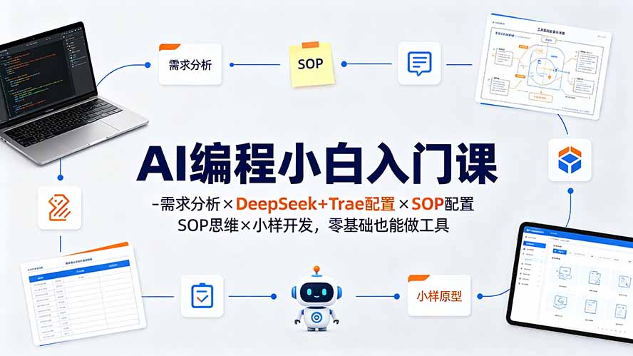 AI编程小白入门课-需求分析×DeepSeek+Trae配置×SOP思维×小样开发，零基础也能做工具-吾爱云课堂