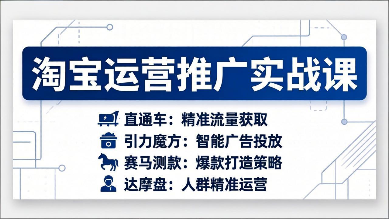淘宝运营推广实战课，直通车+引力魔方+赛马测款+达摩盘人群推广等(更新26年3月-吾爱云课堂