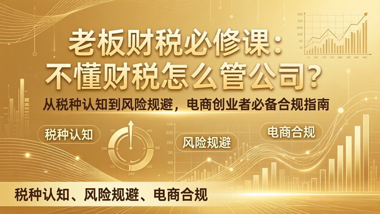 老板财税必修课：不懂财税怎么管公司？从税种认知到风险规避，电商创业者必备合规指南-吾爱云课堂