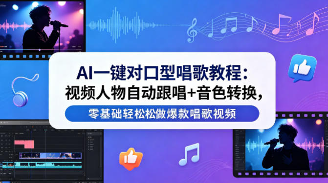 AI一键对口型唱歌教程：视频人物自动跟唱+音色转换，零基础轻松做爆款唱歌视频-吾爱云课堂