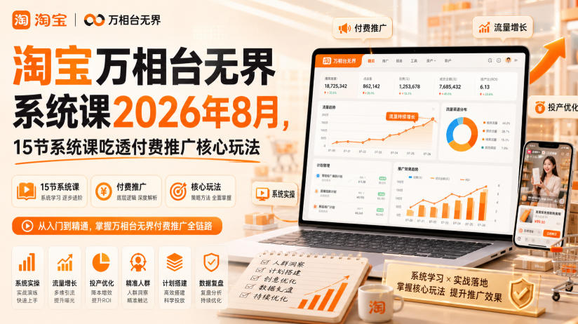 淘宝万相台无界系统课2026年8月，15节系统课吃透付费推广核心玩法-吾爱云课堂