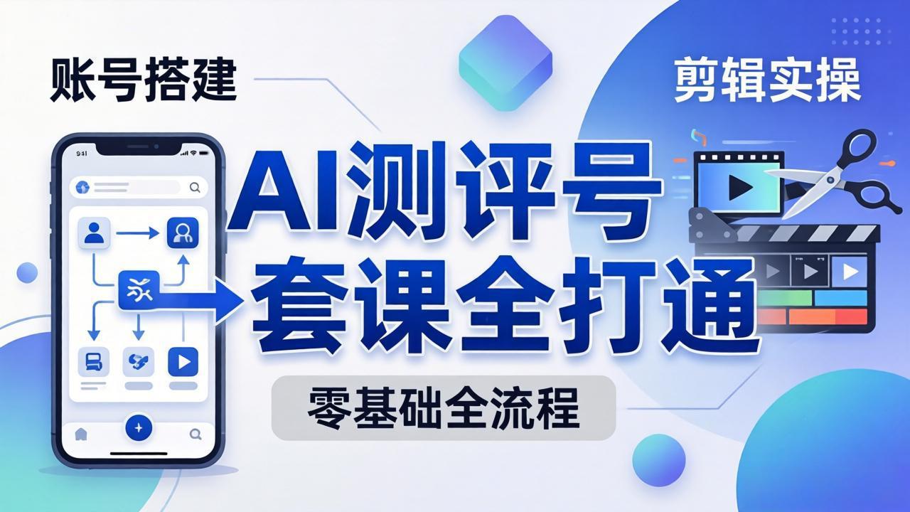 零基础起步怎么做AI测评号？账号搭建、爆款文案、剪辑实操、涨粉变现，一套课全打通-吾爱云课堂