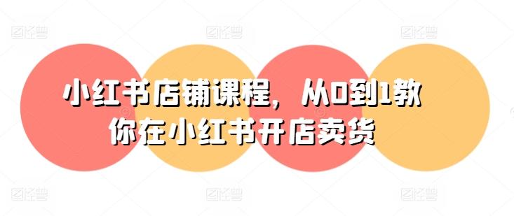 小红书店铺课程,从0到1教你在小红书开店卖货-吾爱云课堂